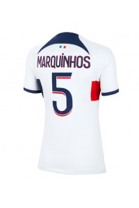 Paris Saint-Germain Marquinhos #5 Jalkapallovaatteet Naisten Vieraspaita 2023-24 Lyhythihainen